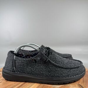 Hey Dude Wendy Sox Micro‎ Total Black Slip On Comfort Sneakers Shoes Womens 7